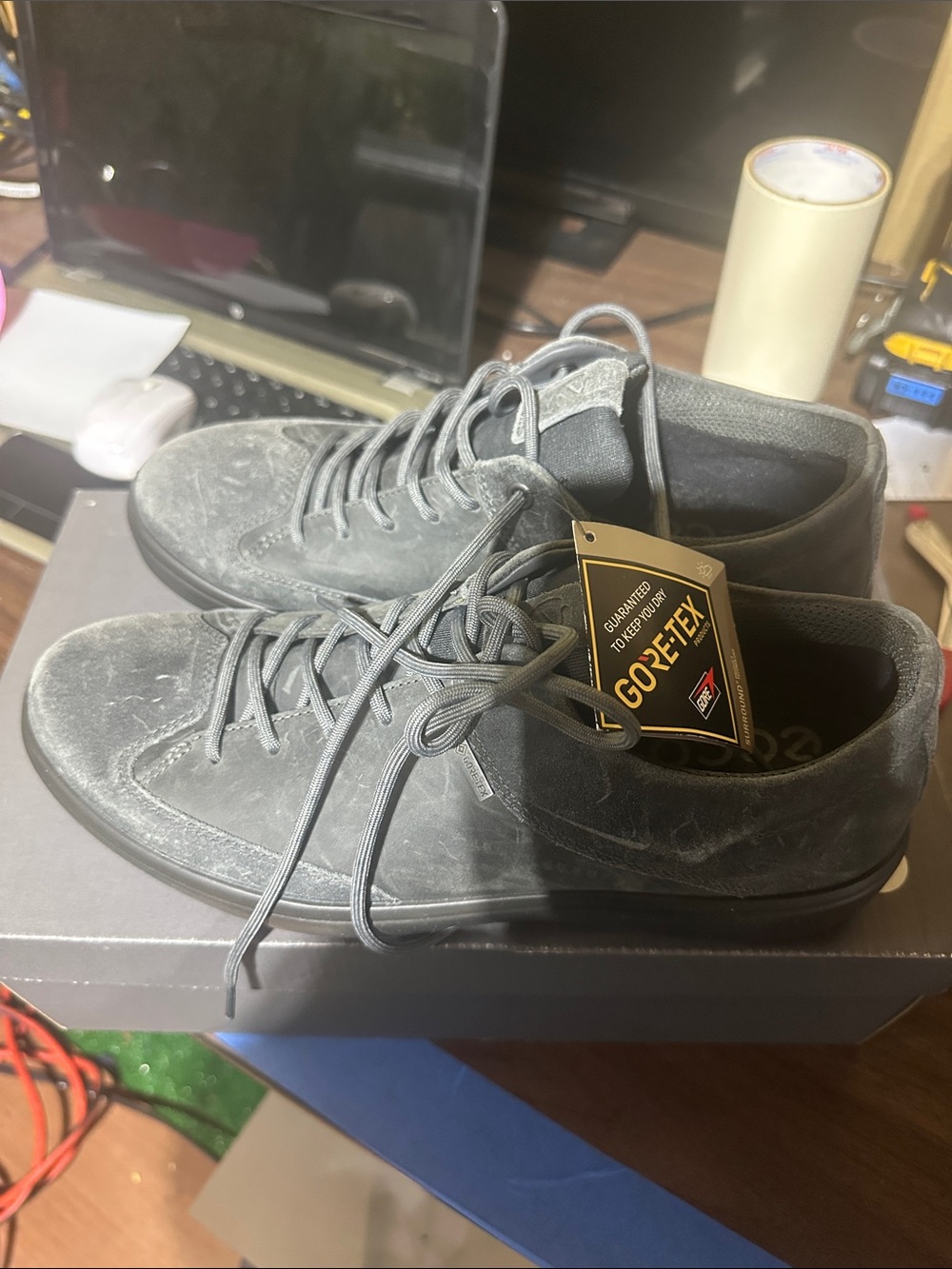 GORE-TEX Men's Charcoal Gray Suede Lace-Up Sneakers